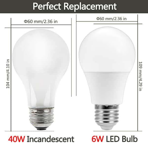 LED Light Bulbs 5000K Daylight 7 Watt A19 E26 Base 40 Watt Replacement 3 Pack 
