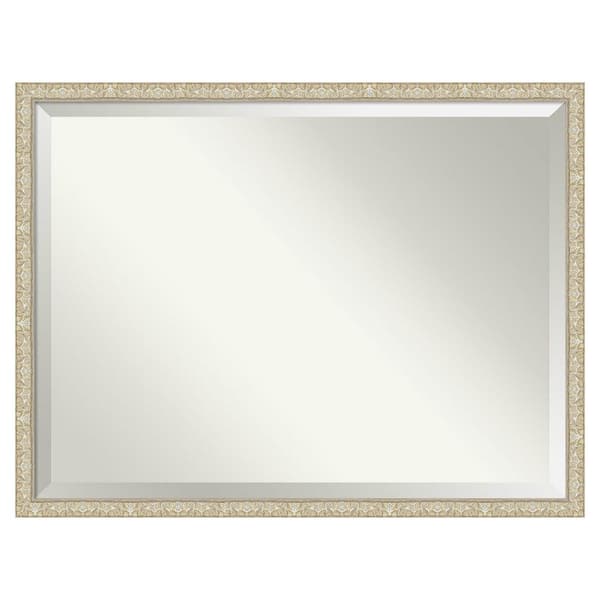Lila Silver 42.5 in. x 32.5 in. Beveled Traditional Rectangle Wood Framed Bathroom Wall Mirror