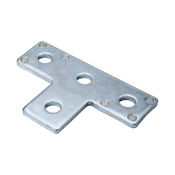 4-Hole Strut T-Bracket Silver Galvanized with Magnets - Strut Fitting