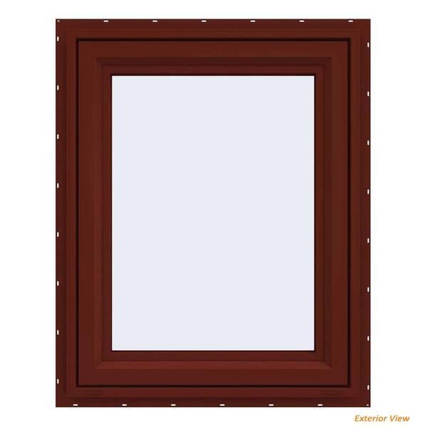 JELD-WEN 29.5 in. x 35.5 in. V-4500 Series Red Painted Vinyl Right-Handed Casement Window with Fiberglass Mesh Screen