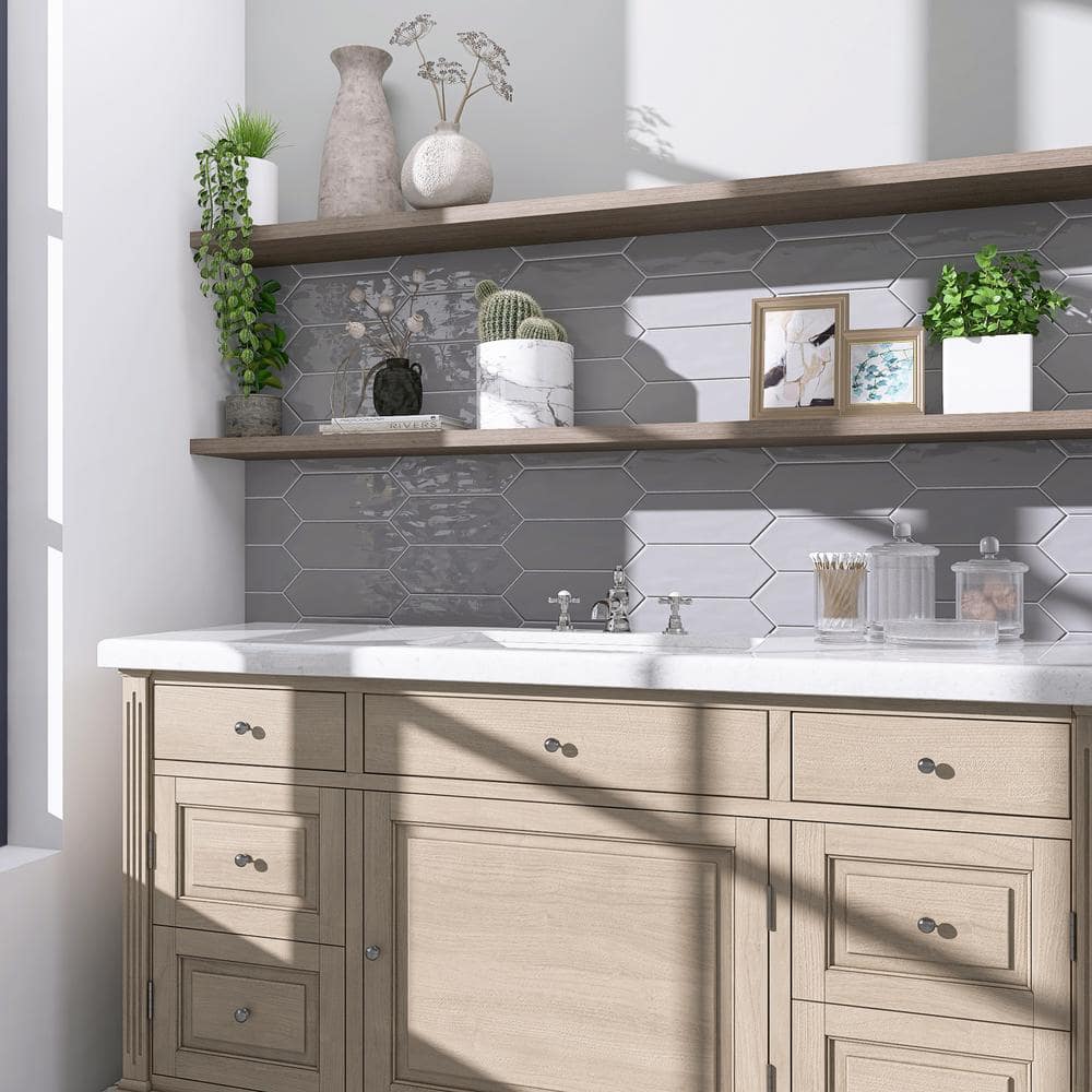 Taylor Gray Polished Ceramic Picket Wall Tile 4x12