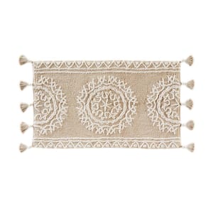 24 in. x 40 in. Natural Medallia Cotton Bath Rug
