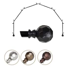13/16" Dia Adjustable 6 Sided Bay Window Curtain Rod 28 to 48" (each side) in Black with Elliana Finials