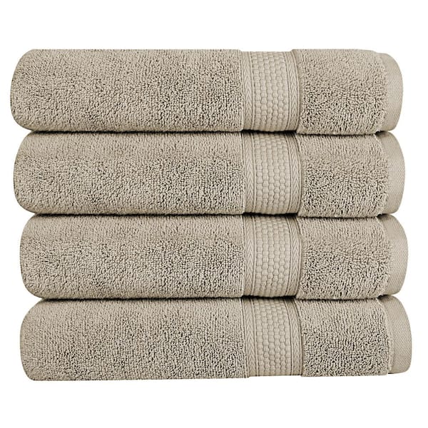 A1 Home Collections A1HC Bath Towel 500 GSM Duet Technology 100% Cotton Ring Spun Plaza Taupe 30 in. x 54 in. Quick Dry (Set of 4)