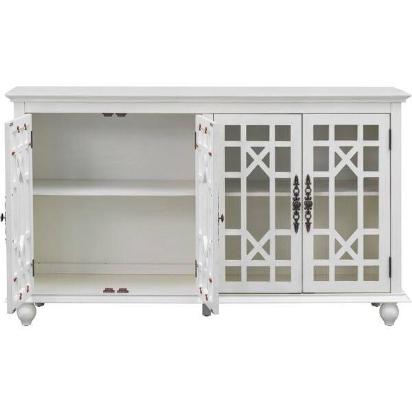 URTR Antique White Wood 31.5 in. Kitchen Food Pantry Cabinet with Glass  Doors and Adjustable Shelves, Tall Storage Cabinet T-02020-A - The Home  Depot