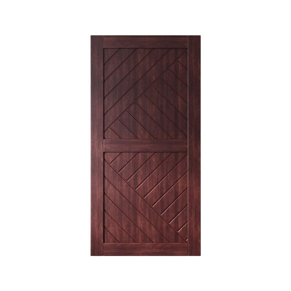 HT 32 in. x 80 in. C-Panel Solid Core Red Mahogany Geometric Design Pine Wood Interior Sliding Barn Door Slab price history on PriceWatchPro