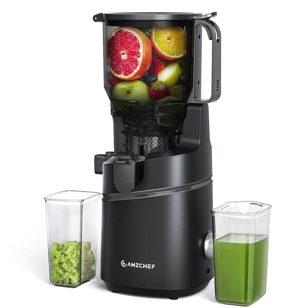 amzchef 250W 85 oz. Black Masticating Juicer with 5.9 in. Extra Wide Feed Chute, 55 RPM Slow Cold Press Juicer with Large Auger HL-0HD36-BK