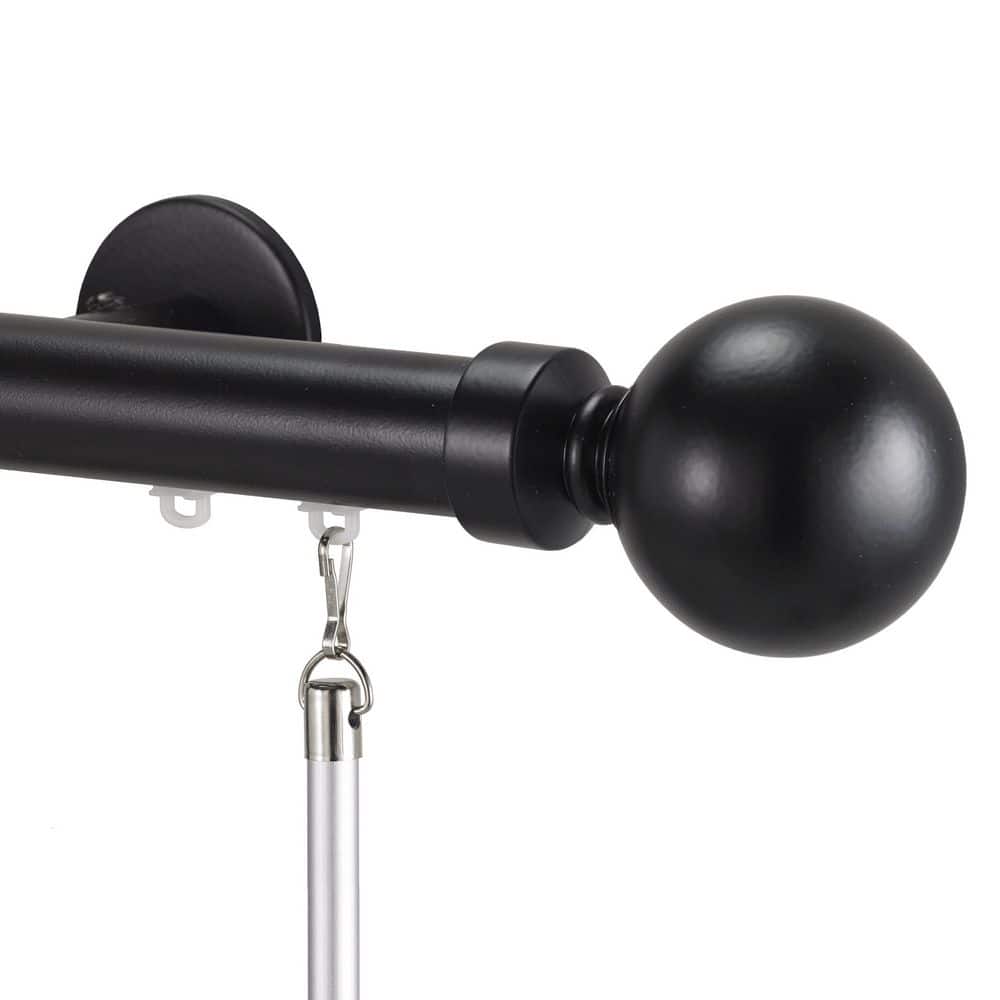 Tekno Pro 96 in. Non-Adjustable 1.13 in. Diameter Traverse Curtain Rod Set with Ball Finial in Black price history on PriceWatchPro