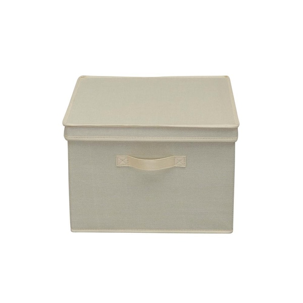 25 Qt. Linen Clothes Storage Bin with Lid in White (2-Pack)