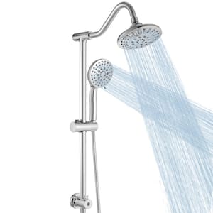 5-spray Wall Mount 6 in. Shower Head and Handheld Shower Head 1.8 GPM with Stainless Steel Hose in Polished Chrome