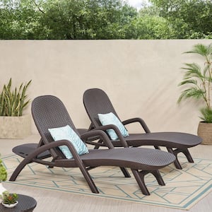 Mikael Dark Brown 2-Piece Faux Rattan Outdoor Chaise Lounge