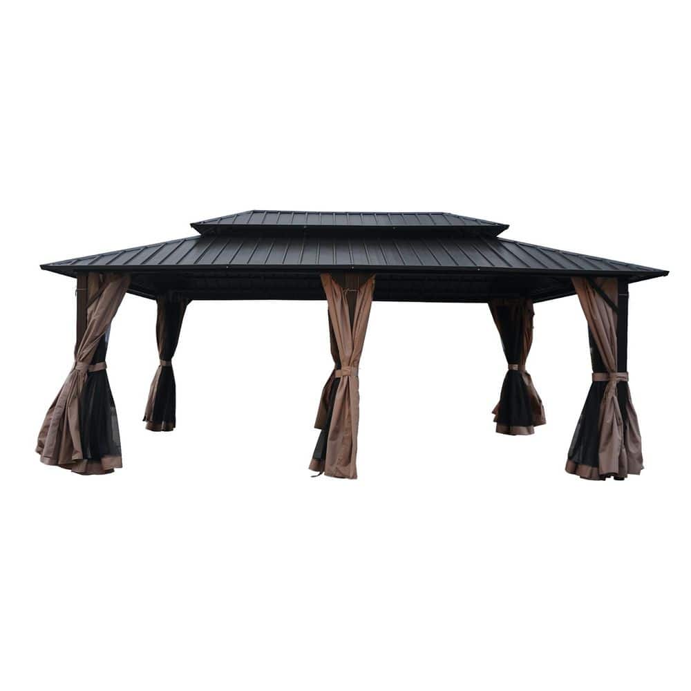 12 ft. x 20 ft. Double Metal Roof Gazebo-Elegant, Durable, and Weather-Resi