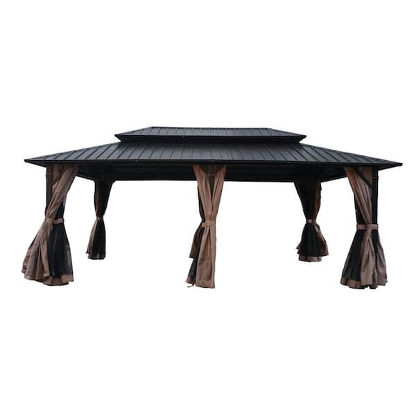 12 ft. x 20 ft. Double Metal Roof Gazebo-Elegant, Durable, and Weather-Resistant Outdoor Retreat