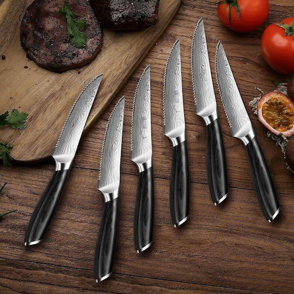 Lynzavix 4.5in. Japanese Serrated Partial Tang Steak Knife Set