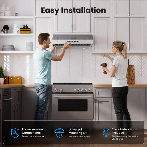 VIKIO 30 in. 560 CFM Ducted Under Cabinet Range Hood in Stainless