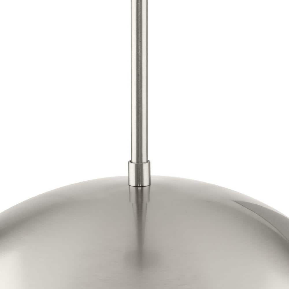 Brushed Nickel Dome Pendant Light with White Interior