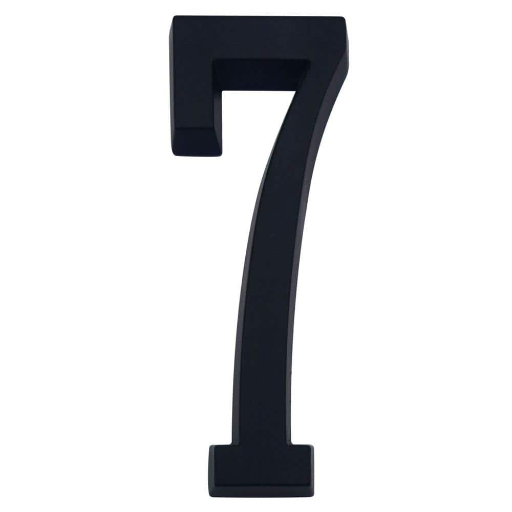 Everbilt 4 In. Flush Mount Matte Black Self-adhesive House Number 7 