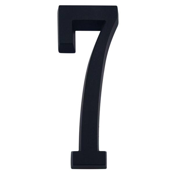 Everbilt 4 in. Flush Mount Matte Black Self-Adhesive House Number 7 ...