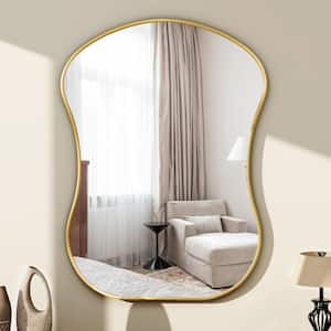 Gold 26 in. W x 36 in. H Modern Irregular Resin Framed Decorative Mirror