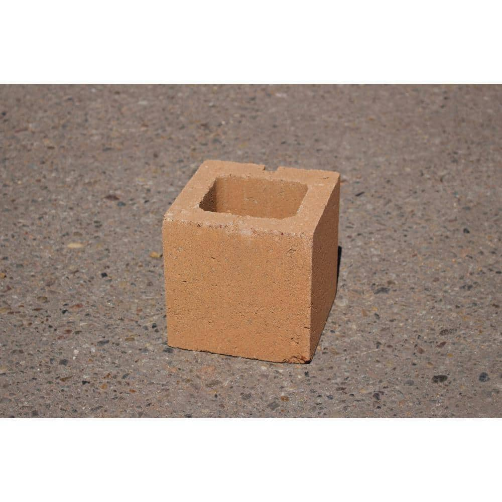 Southwest Block 8 in. x 8 in. x 8 in. Tan Medium Weight Smooth Concrete ...