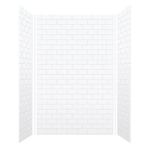 SaraMar 36 in. x 60 in. x 96 in. 3-Piece Easy Up Adhesive Alcove Shower Wall Surround in White