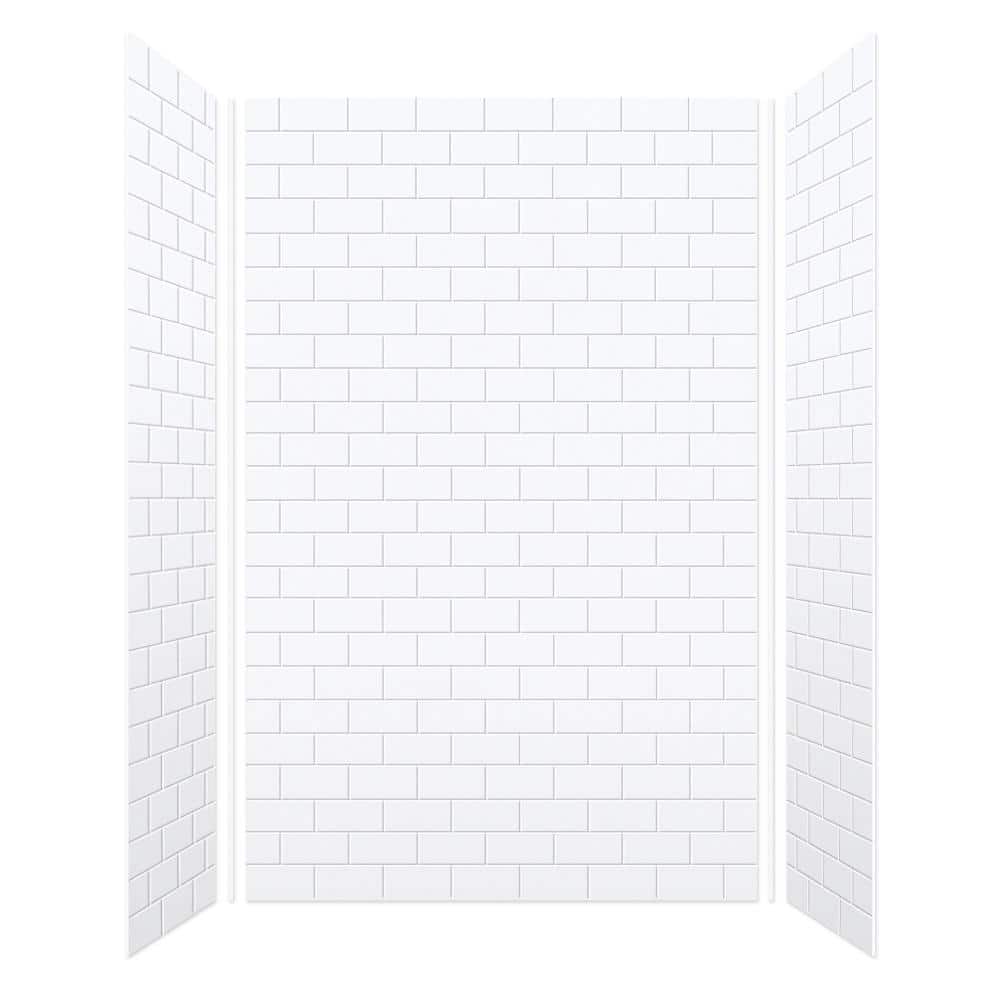 SaraMar White Solid Surface 3-Piece Glue Up Shower Wall Kit
