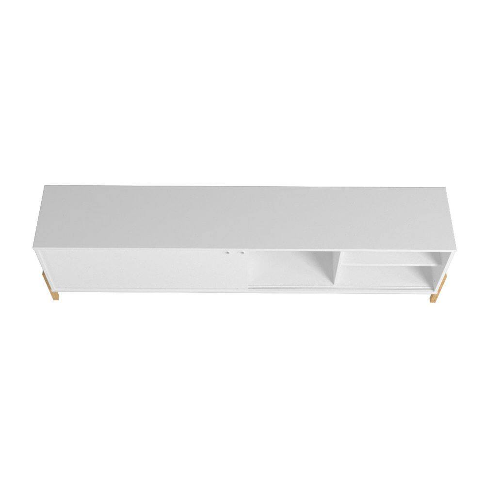 Mid-Century Classic White and Oak TV Stand with Cabinet - 73in