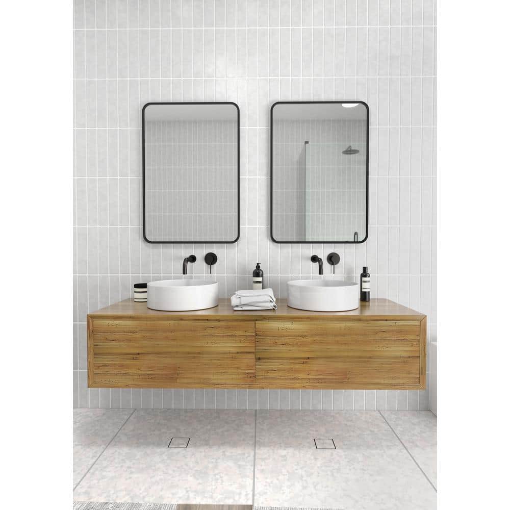 Trinity 32" x 22" Black Wood Full Length Rectangular Mirror