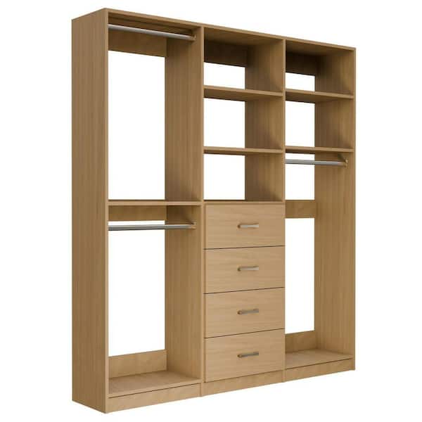 MODULAR CLOSETS Alto Collection 75 in. W Oak Wall Mounted Double