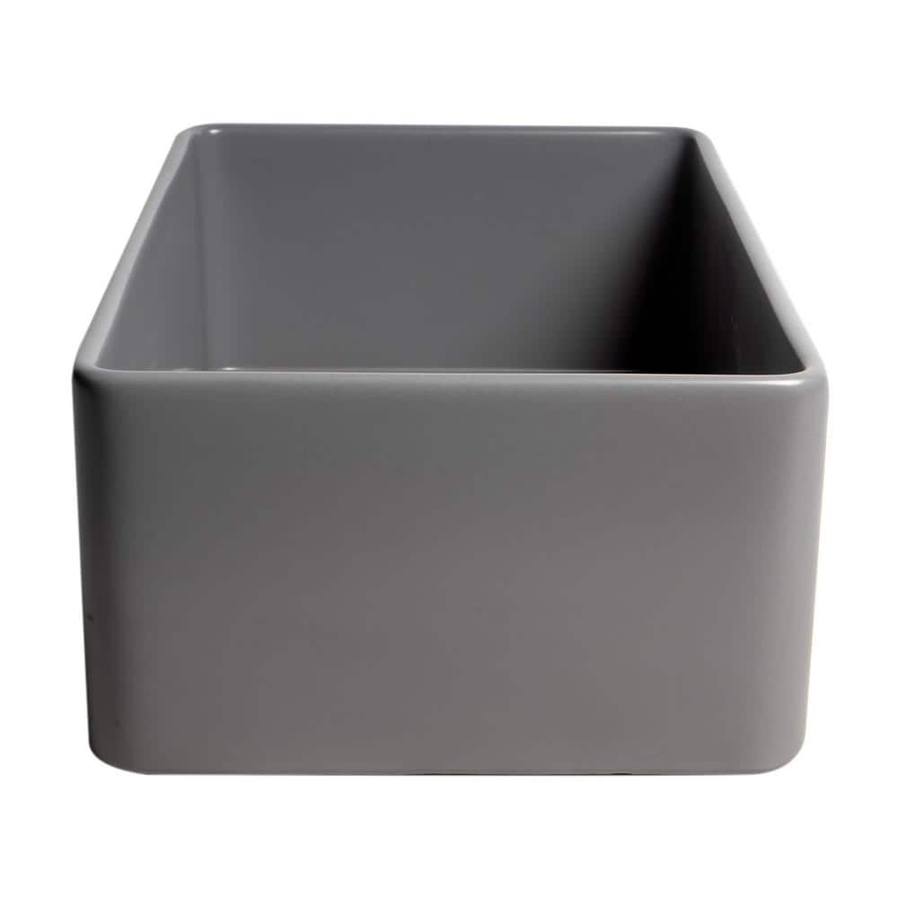 Gray Matte Fireclay Single Bowl Farmhouse Sink