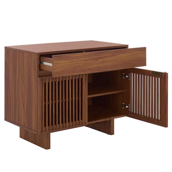 SAFAVIEH Quaid Walnut/Brass 1-Drawer Nightstand NST3104A - The