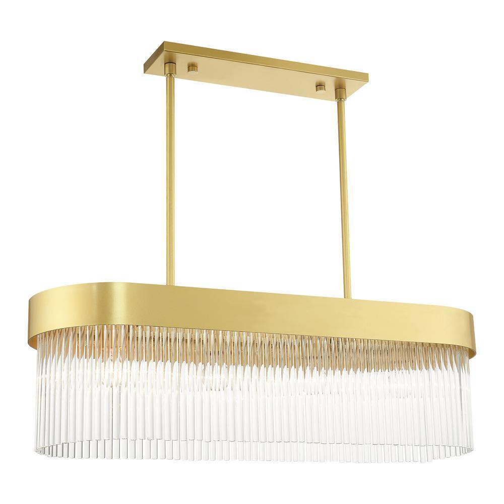 Soft Gold Crystal Rods 4-Light Linear Chandelier