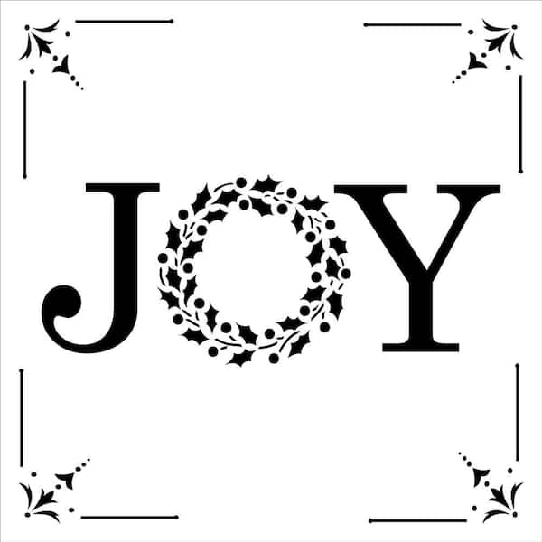 Designer Stencils Joy with Holiday Wreath Stencil and Free Bonus ...