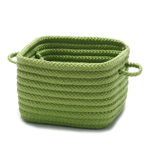 Solid Shelf Square Polypropylene Storage Basket Bright Green