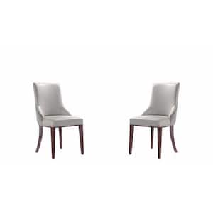 Shubert Light Grey Faux Leather and Velvet Dining Chair (Set of 2)
