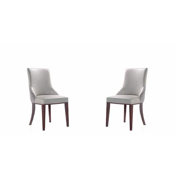 Manhattan Comfort Shubert Modern Light Grey Faux Leather and Velvet Upholstered Dining Chair (Set of 2)