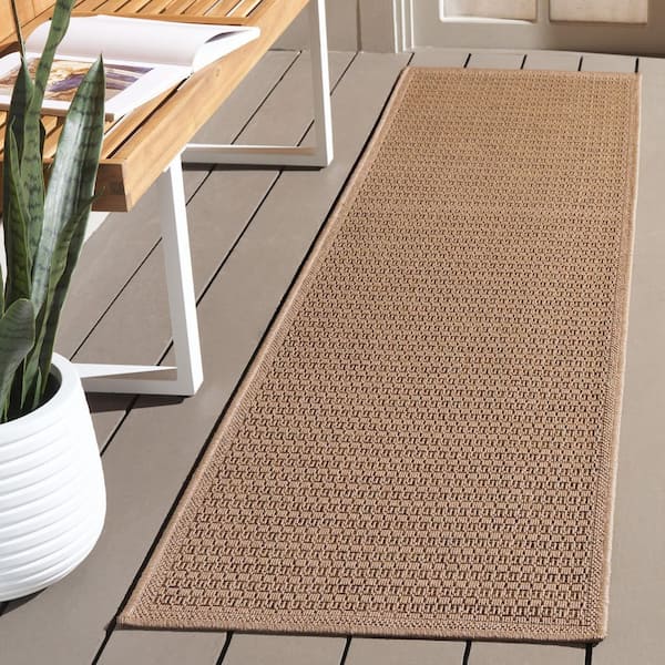 Atrium Sisal Beige 2 ft. x 8 ft. Solid Striped Indoor/Outdoor Runner Rug