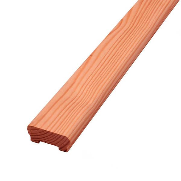 Unbranded Red Wood-Stained 8 ft. Douglas Fir Deluxe Moulded Handrail (Actual: 1.438 in. x 3.25 in. x 96 in.)
