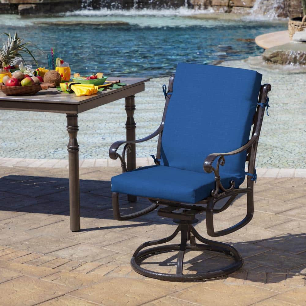 Cobalt Blue Polyester Outdoor Dining Chair Cushion 20 x 44