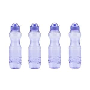 H80 34 oz. BPA Free Sports Water Bottle in Purple, 4-Piece Family Pack