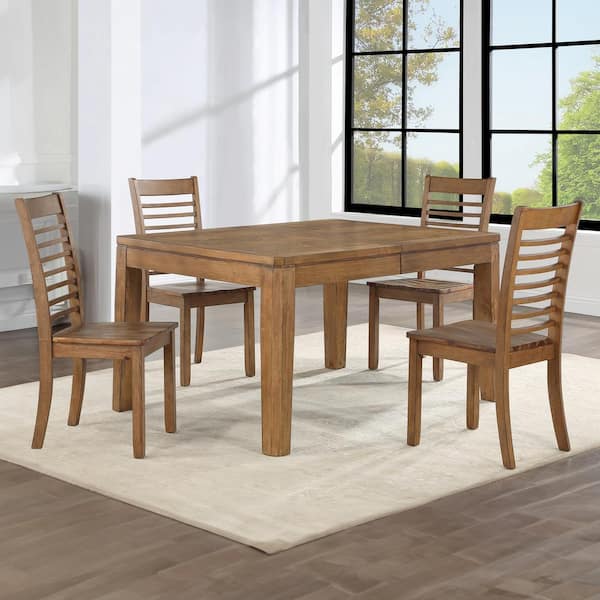 Steve Silver Ally 5-Piece Brown Top Wood Dining Set with 4-Chairs ...