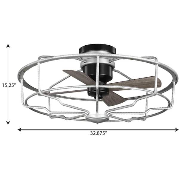 Galvanized Caged Ceiling Fan, Galvanized Ceiling Fan No Light