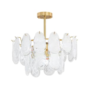 4-Light Gold Modern Crystal Chandelier, 2-Tiers Hanging Ceiling Pendant Light for Bedroom, Bulbs Included