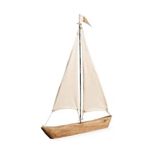 Tartane (Large) 22 in. L x 2 in. W Brown/Cream Nautical Inspired Sailboat