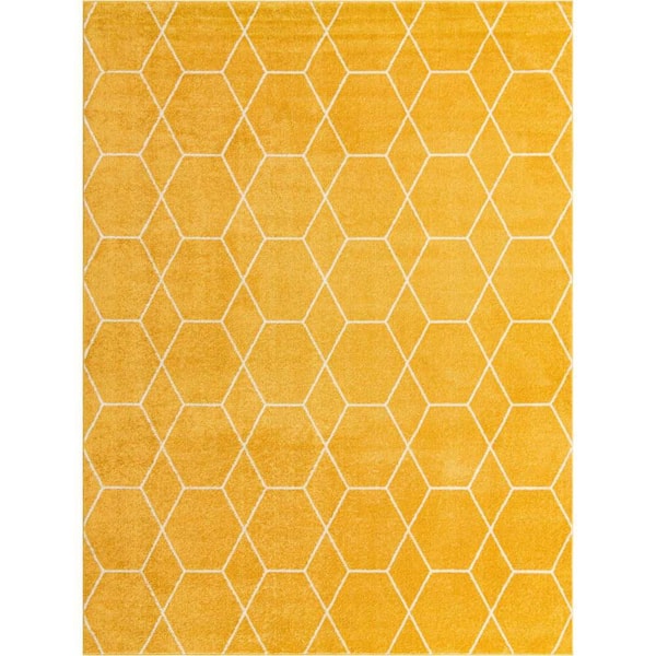 Trellis Frieze Geometric Yellow 10 ft. x 13 ft. Area Rug