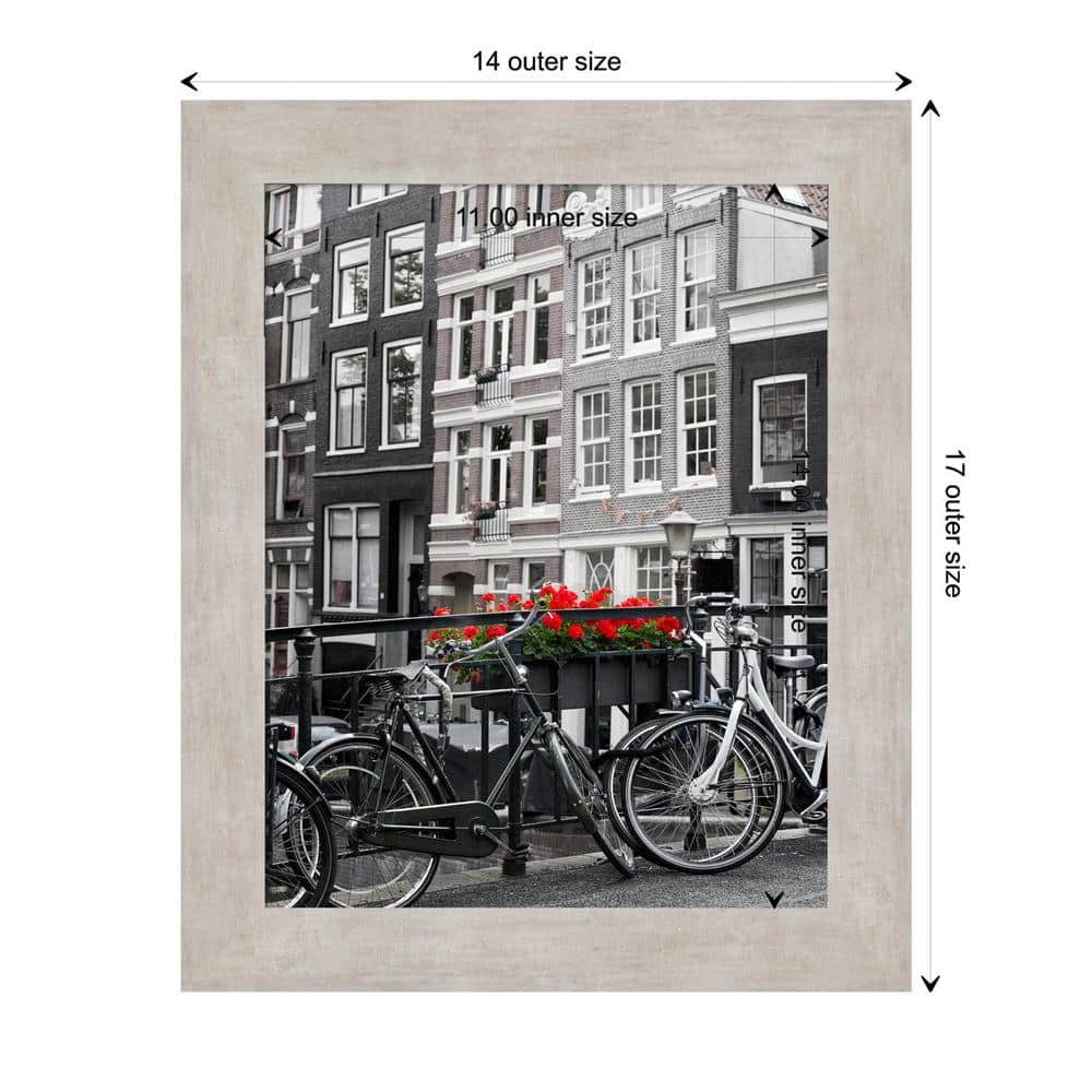 Classic 11x14 Marred Silver Wood Wall Picture Frame