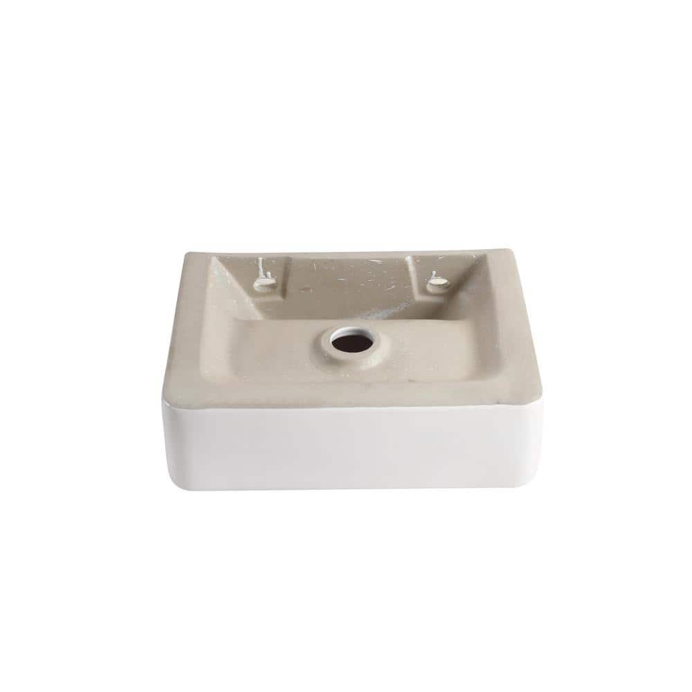 Elanti 12'' White Ceramic Rectangular Wall-Mount Bathroom Sink