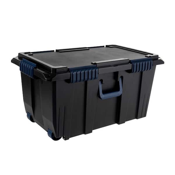 20-gal. Rolling Storage Footlocker, Black & Blue