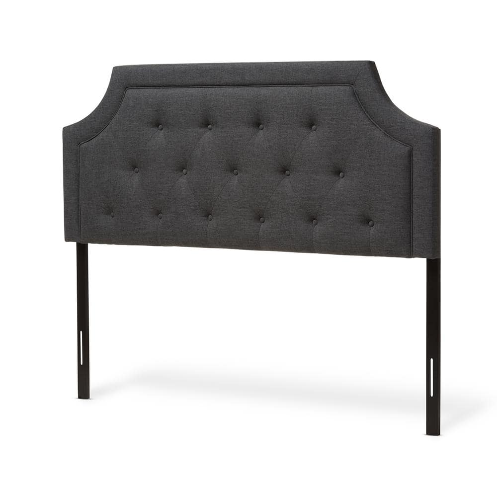 Mars Dark Gray Tufted Upholstered Full Headboard with Wood Legs