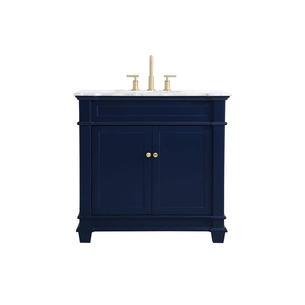 Timeless Home 36 in. W x 21.5 in.D x 35 in.H Single Bath Vanity in Blue wit